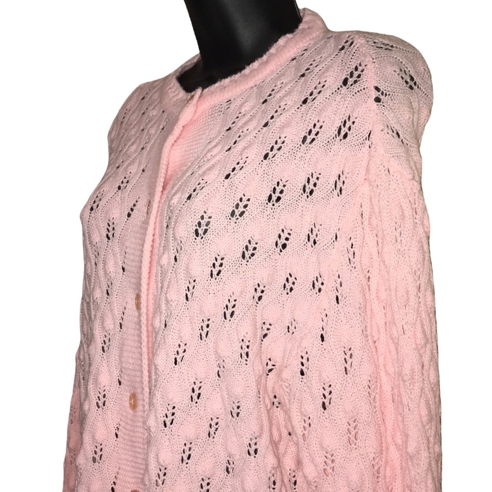 Vintage 60s Pastel Pink WINTUK Acrylic Cardigan Sweater~See Measurements